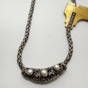 BALI SILVER CHAIN AND REVERSIBLE SLIDER WITH PEARLS